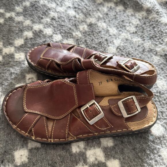 Born Shoes Fisherman Sandals Mens Size 8 EU 39 Leather Buckle Comfort - Picture 5 of 10